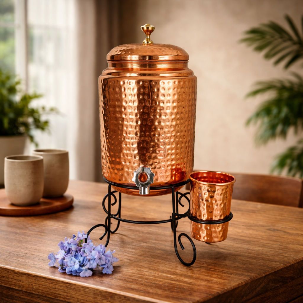 Copper Water Pot Hammered Design